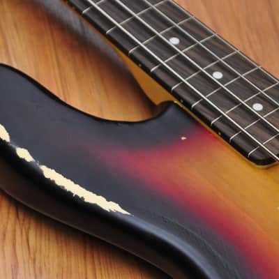 Vintage VJ74 Icon Fretless Bass - Sunset Sunburst image 9