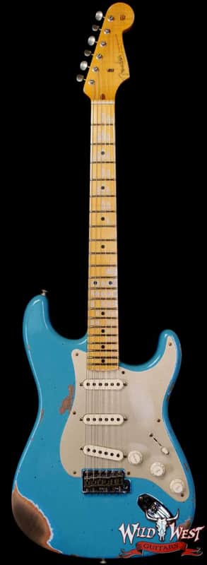 Fender Custom Shop Limited Edition 1958 Stratocaster AA Flame Maple Neck Heavy Relic Super Faded Aged Taos Turquoise 7.75 lbs image 1