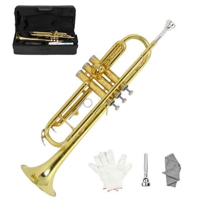 Beginner Gold Lacquer Brass Bb Trumpet W/ Case for Student School Band image 3