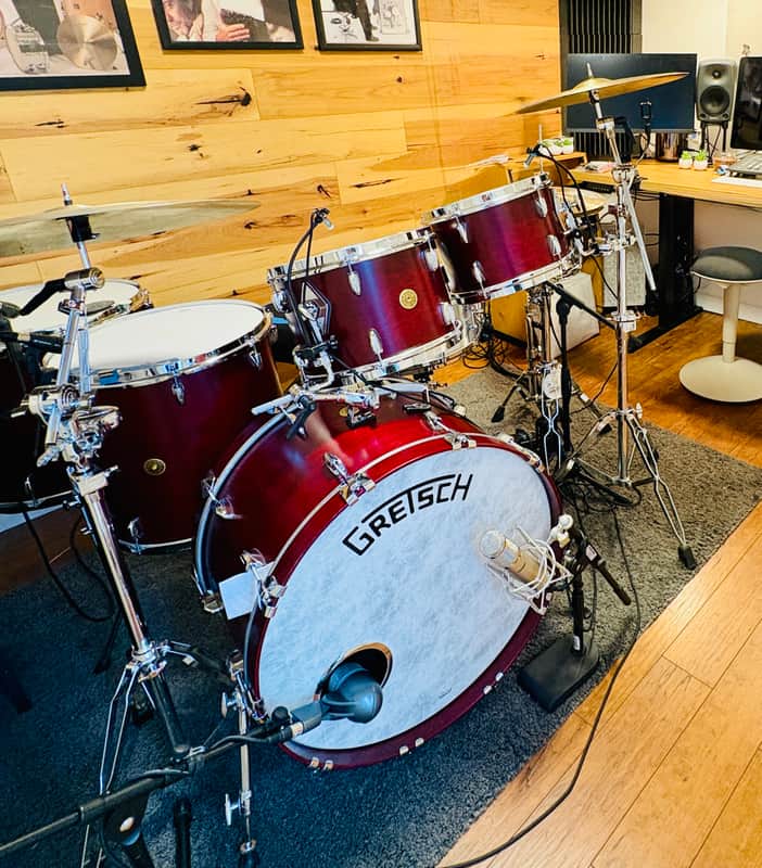 Gretsch Broadkaster 12/13/16/18/24 Drum Kit - Satin Cherry Red image 1