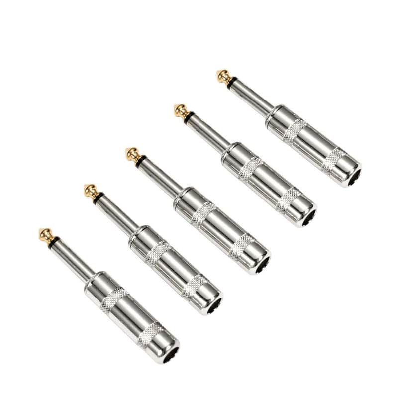 Audio 1/4" TS Plug, 6.35mm Heavy Duty TS Mono Male Solder Jack Connector for Speaker/Guitar/Microphone Cables, DIY Soldering Required (NOT Plug-and-Play) -5 Pack image 1