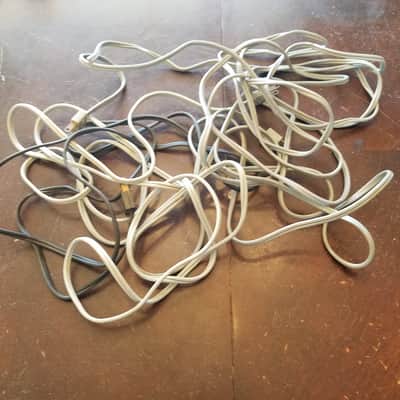 Lion Cords one (1) 117V Power Cord Electric Cable cut Vintage non-polarized black, grey 1940s-1960s image 3
