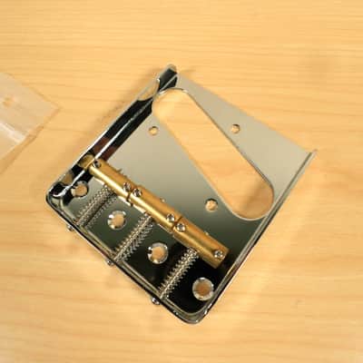 Telecaster Vintage Style Chrome 3 Brass Saddle Bridge For Tele Electric Guitar image 4