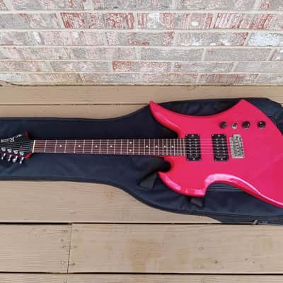Vintage 1980's BC Rich NJ Series Mockingbird Electric Guitar w/ Gig Bag! Hot Pink, Japan! image 2