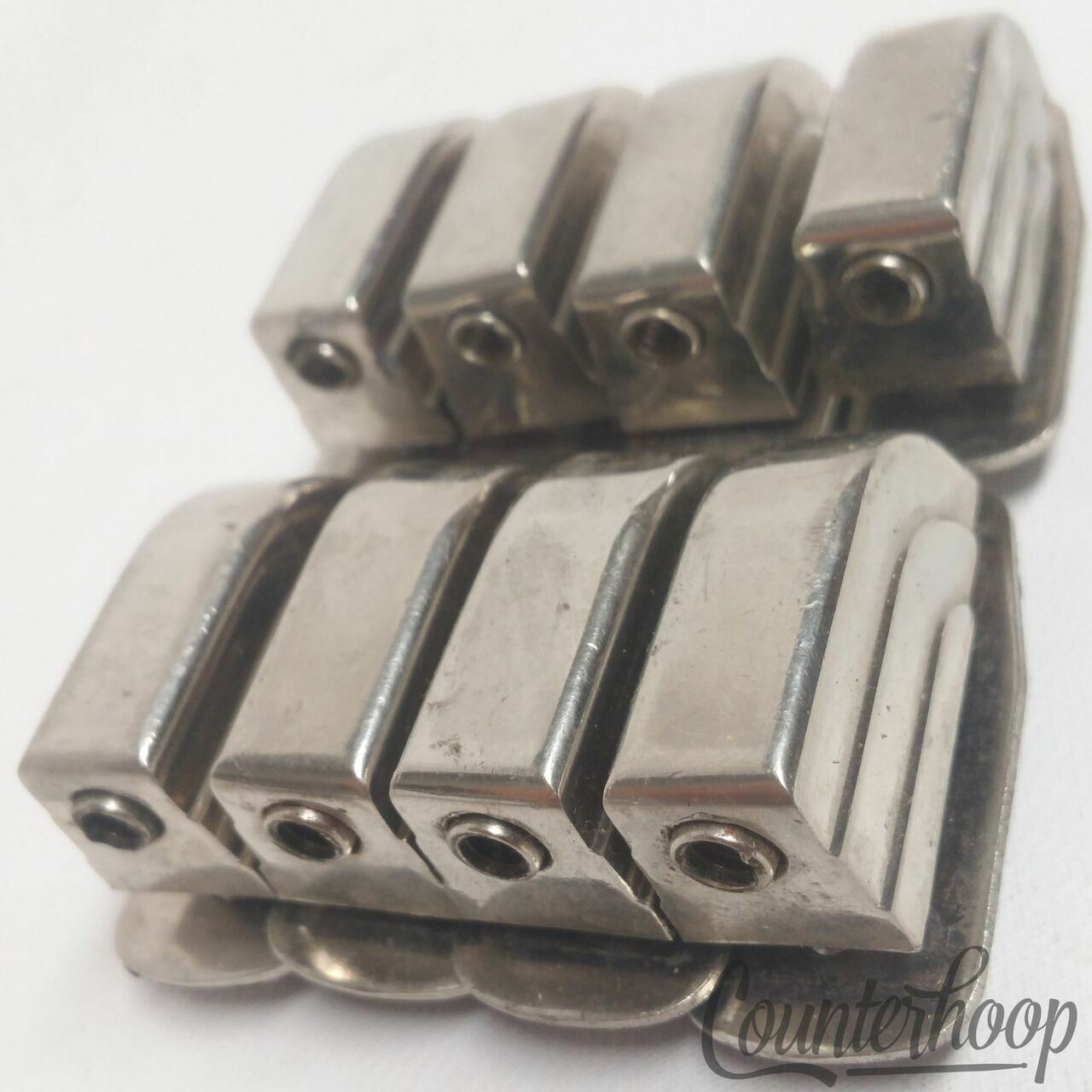 Leedy 8x Beavertail Tom/Snare Drum Lugs Nickel Metal Washer Elkhart USA 40s-50s — main photograph