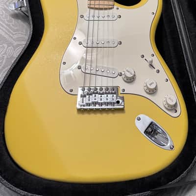 Custom/Partscaster Satin Yellow Strat Hard Case Stratocaster image 1