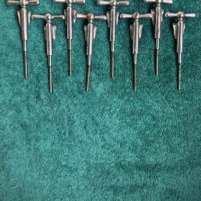 Leedy and Ludwig Lot of 8 “L” Bowtie Bass Drum Tension Rods 4.5” + Claws 50s - Nickel image 1