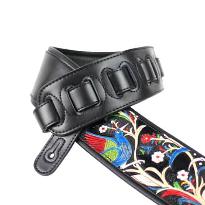 Walker & Williams KB-55-BLK Traditional Peacock Design On Black Carved Leather image 2