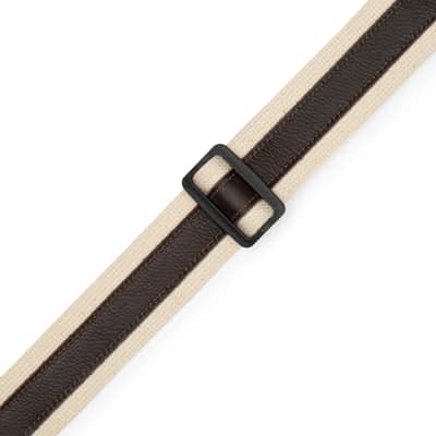 Levy's MC2CG 2-inch Cotton Combo Guitar Strap - Dark Brown Leather on Natural Co image 3