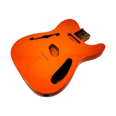 Capri Orange T-Style Thinline Guitar Body – Roasted Ash – Fender-Spec – Semi-Hollow – Boutique Gloss Finish image 4