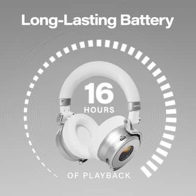 Meters OV-1-B-C Over-Ear Wireless Headphones with Active Noise Cancellation - Studio-Quality Sound with 16-Hour Playback & VU Display - Bluetooth 5.0, App-Controlled, 40mm Drivers (White) image 6