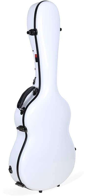Crossrock Classical Guitar Hard Case Strong Lightweight Deluxe Fiberglass Hardshell in White image 1