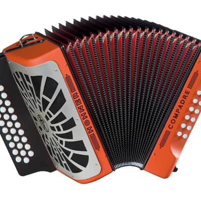 Hohner Compadre GCF 3-Row Diatonic Accordion - Orange w/ Hard Case image 2