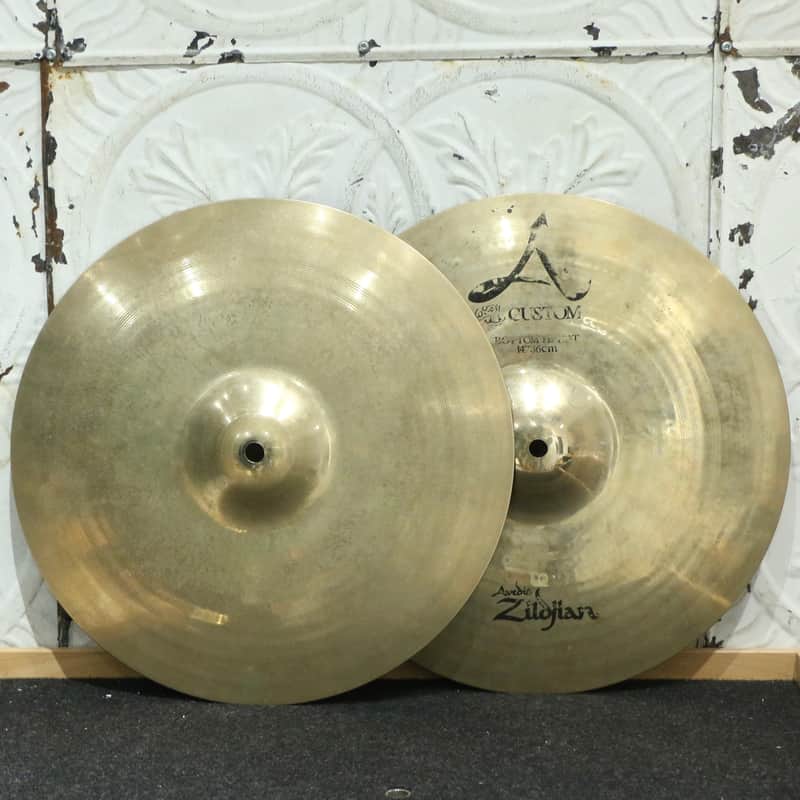 Used Zildjian A Custom Hi-Hat Cymbals 14in (1068/1310g) image 1
