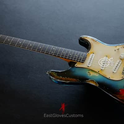 Fender Stratocaster Pelham Blue Heavy Aged Relic by East Gloves Customs image 10