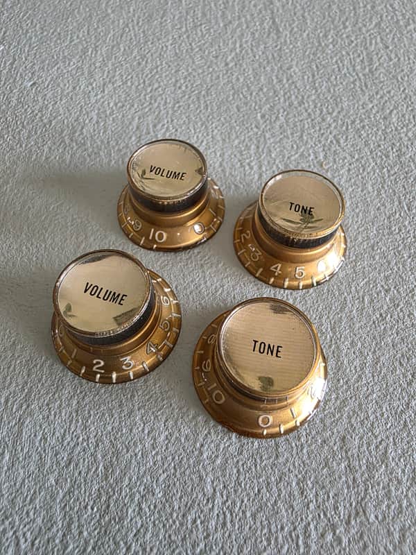 BEAUTIFUL Vintage 60’s 70’s Gold Reflector Knobs Set Les Paul SG Gibson ES Volume Tone image 1