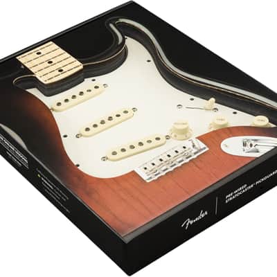 Genuine Fender Pre-Wired Loaded Strat Pickguard Tex-Mex SSS Parchment, 11 hole
