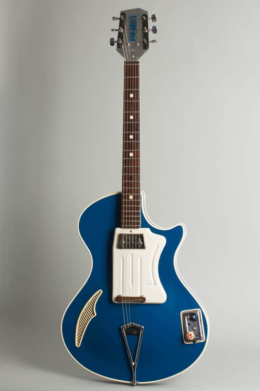 Wandre  Teen Ager Model 900 Semi-Hollow Body Electric Guitar (1961), black hard shell case. image 1