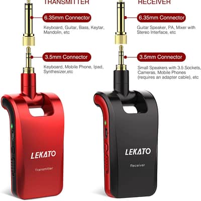 LEKATO WS-60 2.4GHz Guitar Transmitter Receiver Wireless System + USB Charging Cable image 3