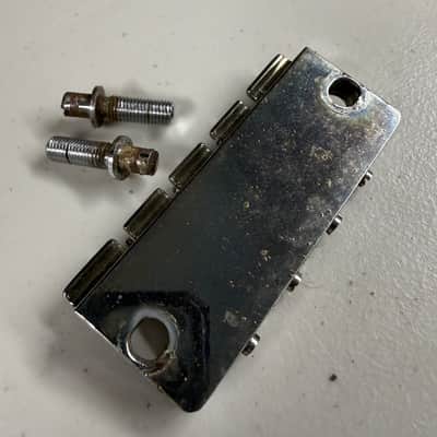 Gibson Bass Bridge with Posts Steel Saddles and Set Screws Intact Late 1960's (B-491) image 2