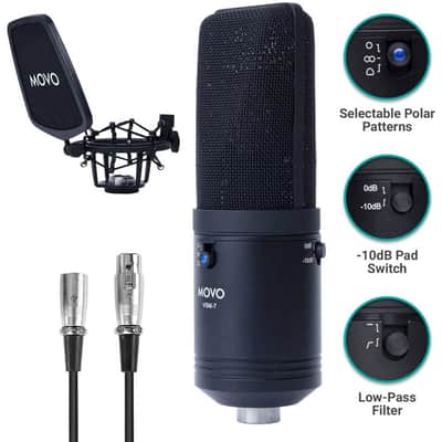 Movo Photo VSM-7 Large Diaphragm Multi-Pattern Studio XLR Cardioid Condenser Microphone image 10