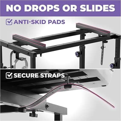 Piano Keyboard Stand - Electric Piano Stand for 49 54 61 88 Key - Piano Desk Music Stand Production - Piano Table Synth Stand Rolling Home Recording Studio Workstation DJ Keyboard Table image 4