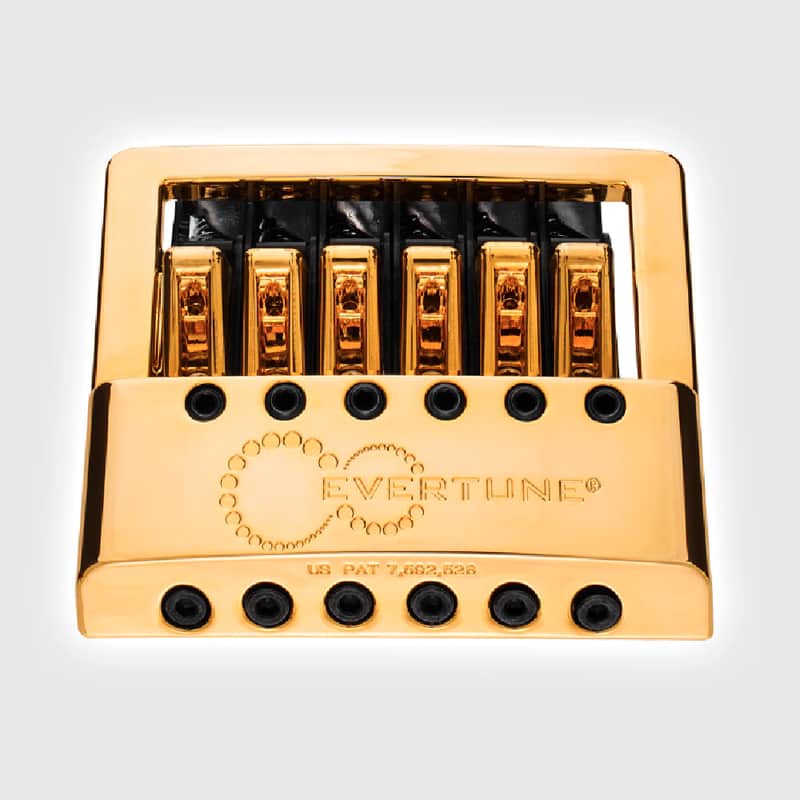 Evertune F Model 6 String Bridge for Strat Style Guitars - Gold image 1
