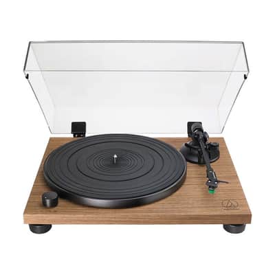 Audio-Technica AT-LPW40WN Fully Manual Belt-Drive Turntable with Carbon-Fiber Tonearm, 2-Speed Hi-Fi Record Player, Walnut Finish image 2