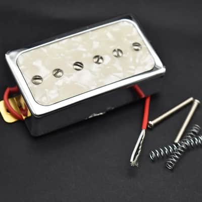 White Pearl Neck and Bridge Guitar P90s Humbucker Pickups Set image 3