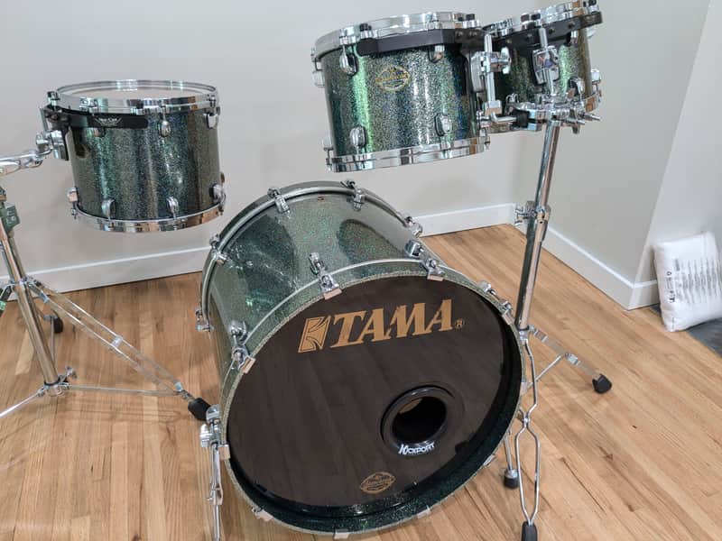 Tama Starclassic Maple 4 Piece Drum Set 1990s - RARE Blue Green Sparkle image 1