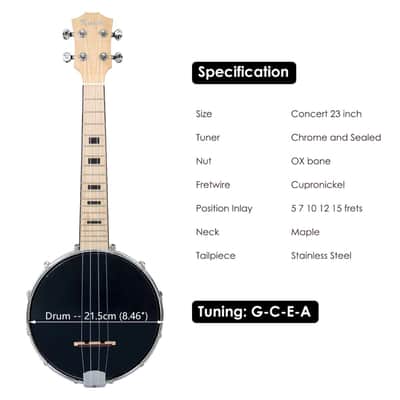 4 String Banjo Ukulele Uke Concert 23 Inch Maple Wood 4 String Folk Musical Instrument Banjolele image 6
