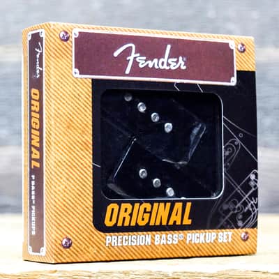 Fender Original Precision Bass Pickup Set Enamel-Coated Alnico 5 Black Covers image 1