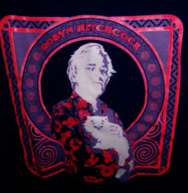 robyn hitchcock with pussy cat large unisex tee - uk pyschedelic folk art rock soft boys egyptians image 1