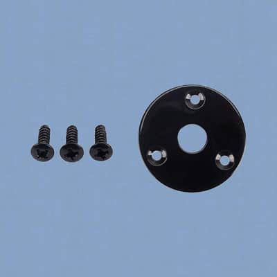 Round Guitar Jack Plate Indented 1/4 Inch Guitar Pickup Output Input Jack Socket Plate Metal Jack Plate with Screws for Electric Guitar Bass (Black) image 3