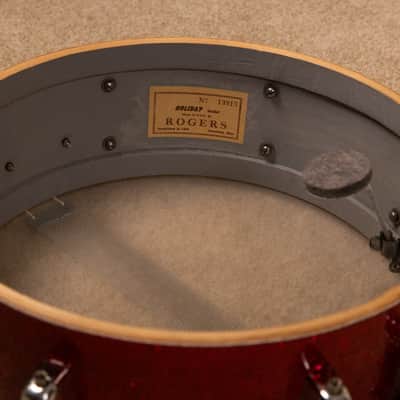 1960 Rogers 5x14 Sparkling Red Pearl Holiday Snare Drum image 12