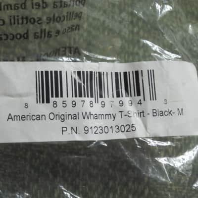 new (old stock) A+ shape with paper hang-tag & clear plastic packaging genuine Fender American Original Whammy Short Sleeve T-Shirt, Size Medium (M), part # (p/n): 9123013025, SHIRT: Black 100% Cotton / GRAPHIC: White, Gray, Silver image 20