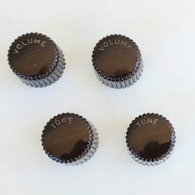 1960's Harmony / Silvertone Dark Brown Cupcake Guitar Knobs - Complete Set Of 4 image 2