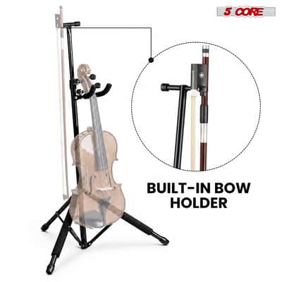 5 Core Violin Stand with Bow Holder Adjustable Cello Banjo Mandolin Holder image 3