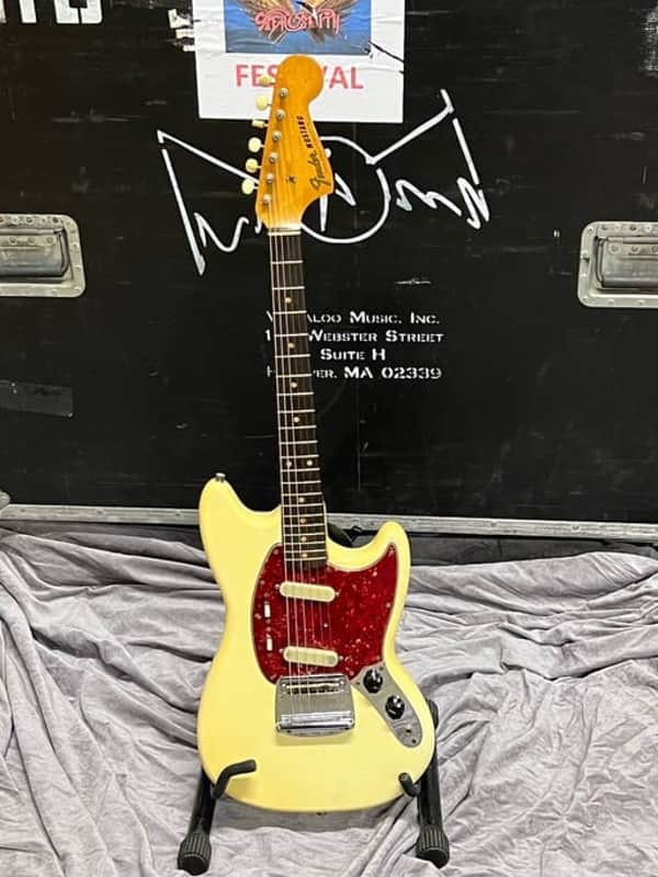 Fender Tom Hamilton's Aerosmith, Mustang Electric Guitar (#27) - Blonde image 1
