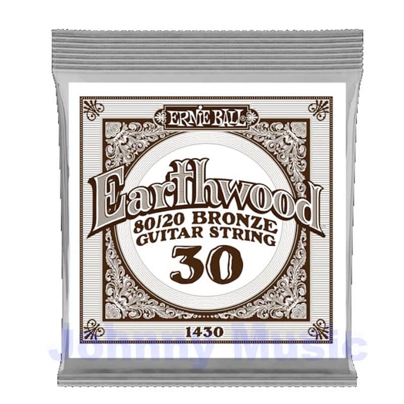.030" Earthwood 80/20 Bronze Wound Over Brass-Plated High-Carbon Steel Hex-Core Acoustic Guitar Single String image 1