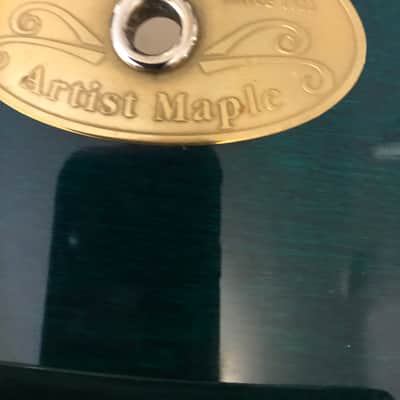 Premier Artist Maple snare drum 1990’s Dark green stain image 3