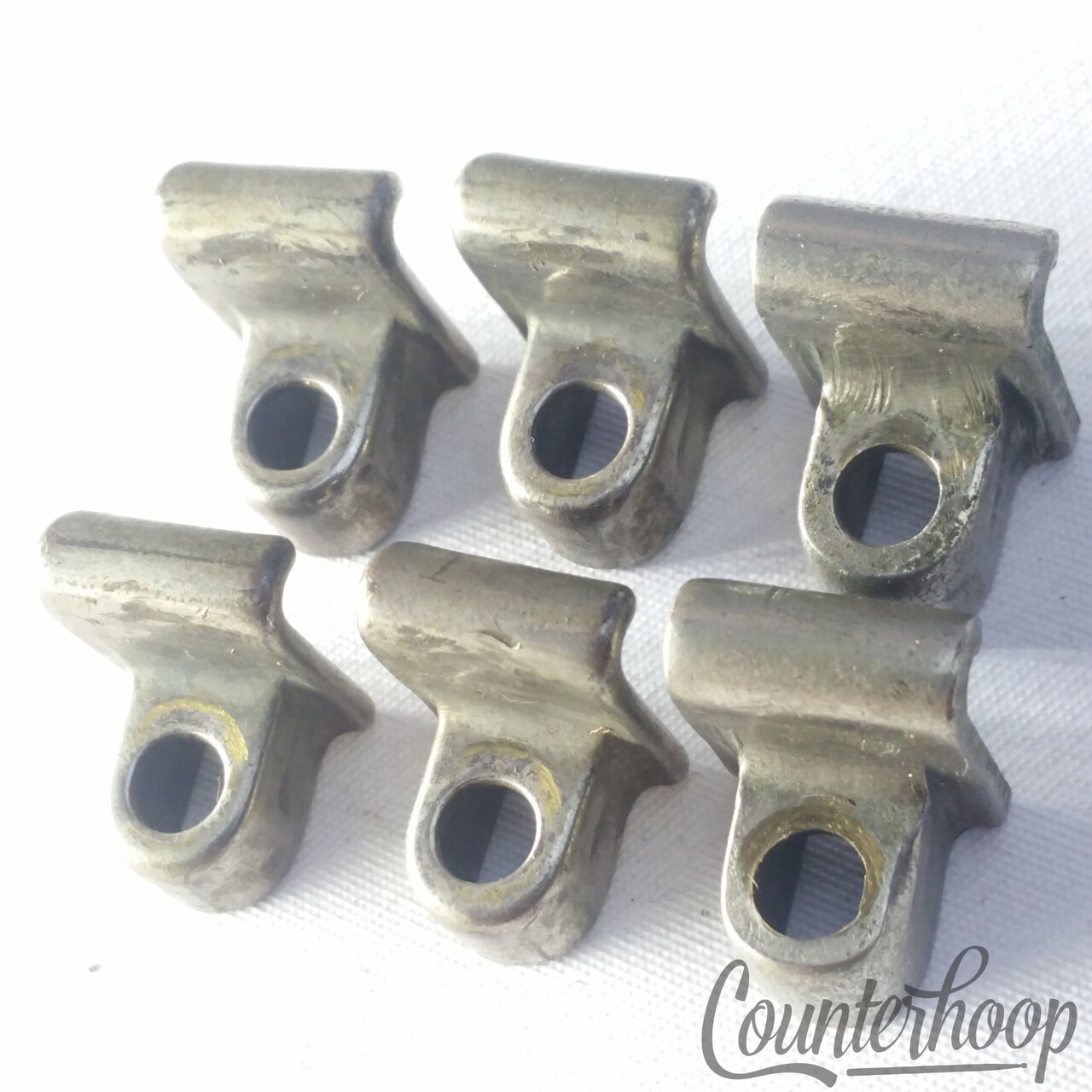 Leedy/Ludwig 6 Tension T-Rod Clips Single-Flange Rim Floor/Tom/Snare Drum Nickel — main photograph