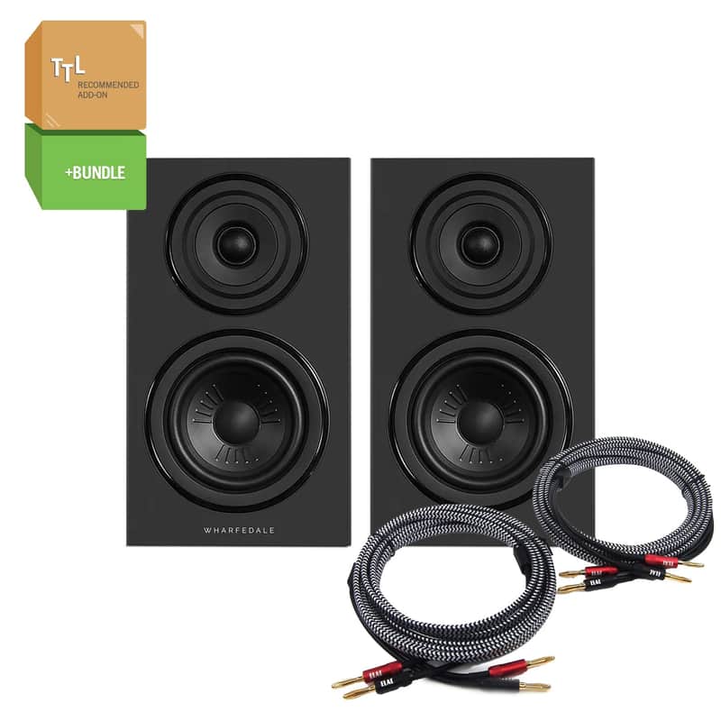 Wharfedale: Diamond 12.1i Passive Bookshelf Speakers (Pair) - Black +Elac 10ft. Speaker Cable Bundle image 1