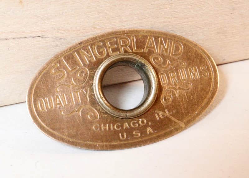 Slingerland Brass Drum Badge, Oval Scroll Design - Early 1950's image 1