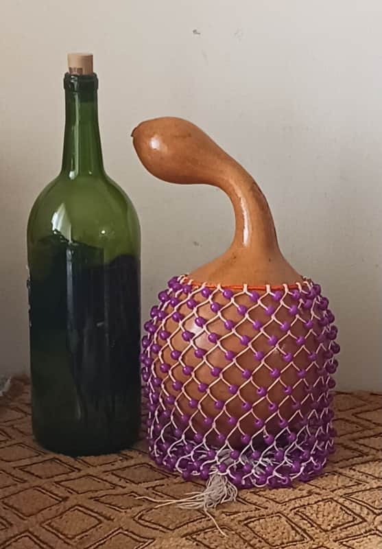 Ghanaian netted gourd rattle (Ewe axatse) image 1