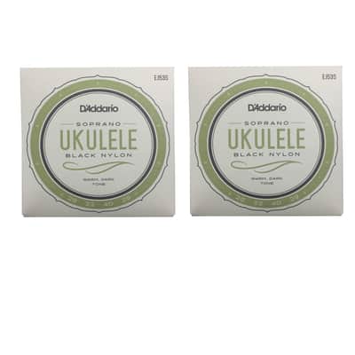 D'Addario Ukulele Strings  Black Nylon  EJ53S 2 Pack Uke Soprano Rectified image 1