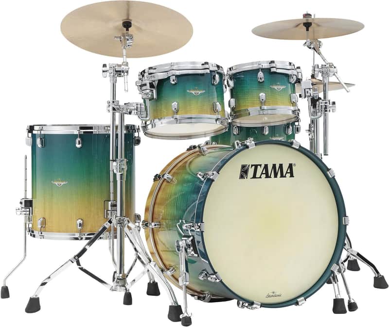 Tama Starclassic Maple ME42TZS 4-piece Shell Pack - Marine Shoreline Movingui Fade with Chrome Hardware image 1
