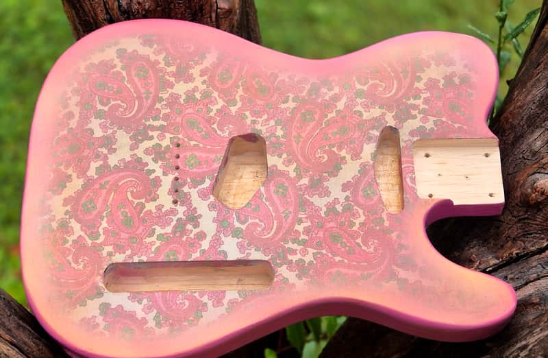 Pink Paisley Tele Body, Aged, Nitro , Alder image 1