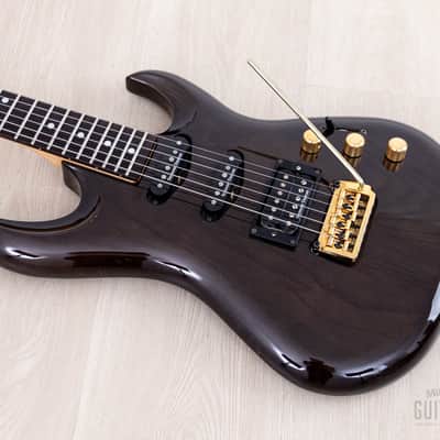 1990s Aria Pro II Custom Shop Gerry McGee Signature The Ventures SSH Superstrat, Trans Black w/ Seymour Duncan, Japan image 9