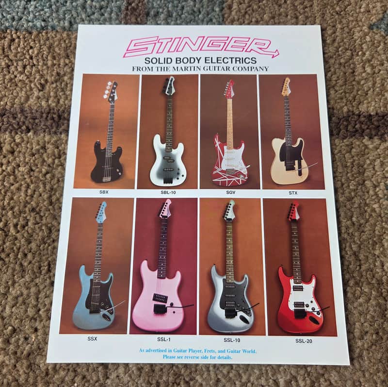 Vintage Circa 1985 Martin Stinger Solid Body Electric Guitar Flyer! image 1